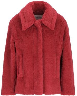 Max Mara Teddy Cropped Coat - Red