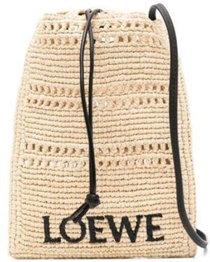 Loewe Rafia Drawstring Pocket Mini Bag - Natural