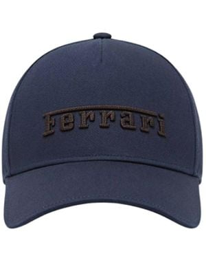 Ferrari Cotton Twill Baseball Cap With Embroidered Logo - Blue