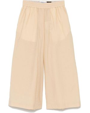 Loewe Cotton Blend Cropped Trousers - Natural