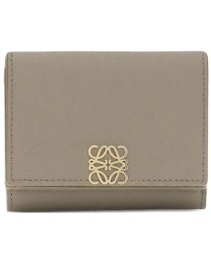 Loewe Anagram Leather Trifold Wallet - Grey