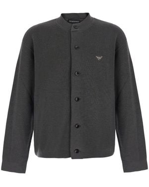 Emporio Armani Wool Zipped Cardigan - Grey