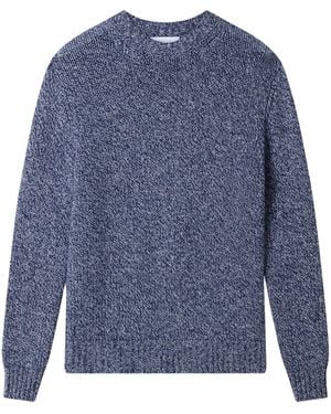Boglioli Wool Cashmere Mouliné Crewneck Jumper - Blue