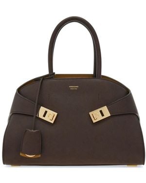 Ferragamo Hug Small Leahter Tote Bag - Black