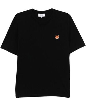 Maison Kitsuné Embroidered-Logo Patch T-Shirt - Black