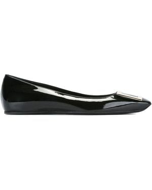Roger Vivier Trompette Patent Leather Ballets - Black