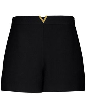 Valentino Vlogo Signature Wool And Silk Shorts - Black