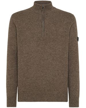 Peuterey Long-Sleeved Crewneck Jumper With Logo - Brown
