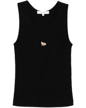 Maison Kitsuné Baby Fox Cotton Tank Top - Black