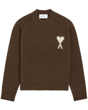 Ami Paris Maglione Girocollo - Marrone