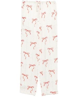 forte_forte Printed Drawstring Trousers - White