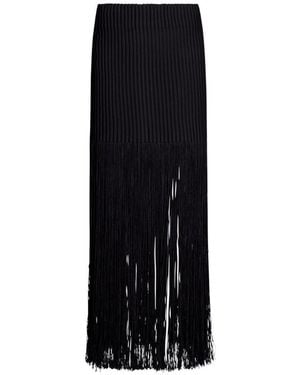 Alaïa Fringed Long Skirt - Black