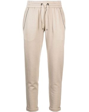 Brunello Cucinelli Cotton And Silk Blend Trousers - Natural