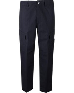 Stone Island Cotton Trousers With Logo - Blue