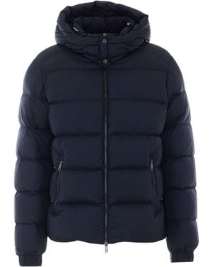 Add Hooded Zip-Up Down Jacket - Blue