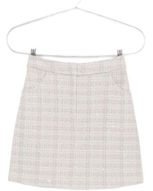 Emporio Armani Tweed Check-Print Sequin-Detail Mini Skirt - White