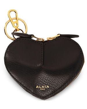 Alaïa Le Coeur Leather Coin Case - Black