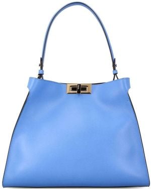 Fendi Way Medium Leather Tote - Blue