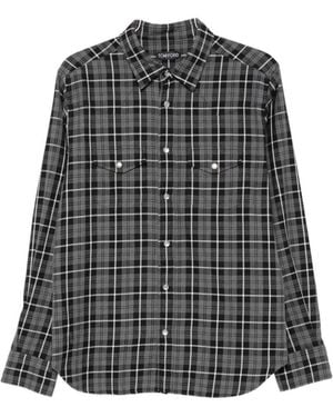 Tom Ford Checked Cotton Shirt - Grey