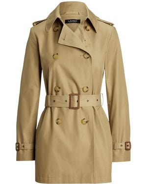 Ralph Lauren Trench Coat With Logo - Natural