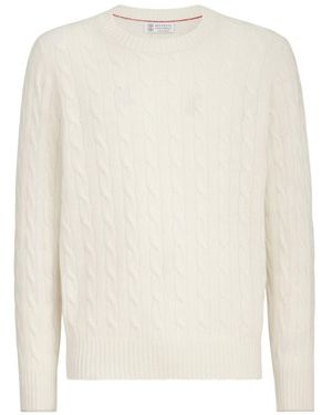 Brunello Cucinelli Cashmere Crewneck Jumper - White