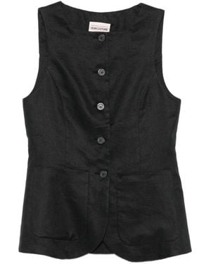 Semicouture Glenna Linen Vest - Black