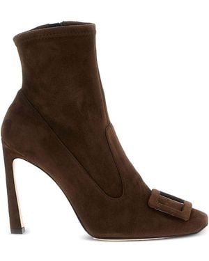 Roger Vivier Trompette Suede Leather Boots - Brown