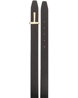 Tom Ford Soft Grain Leather Reversible T Belt 30 Mm - White