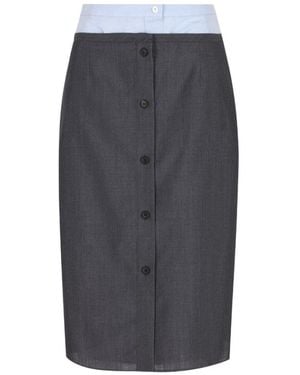 Prada Wool Midi Skirt - Grey