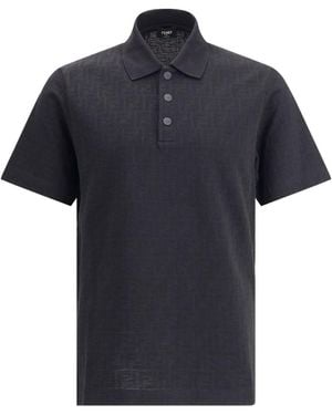 Fendi Polo Shirt With Ff Motif - Black