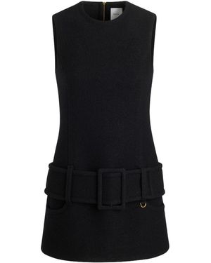 Patou Boiled Wool Mini Dress - Black