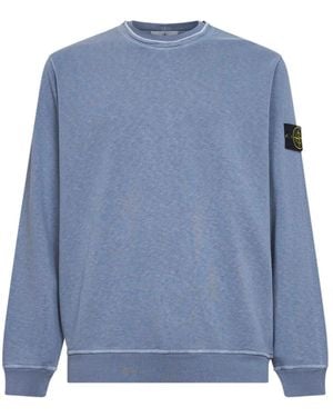 Stone Island Crew Neck Jumper With Logo - Blue