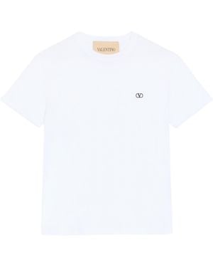 Valentino Cotton T-Shirt With Vlogo Embroidery - White