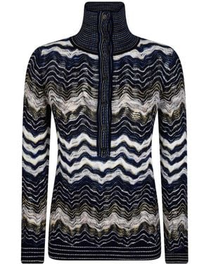 Missoni Zig Zag Motif Polo Shirt - Blue