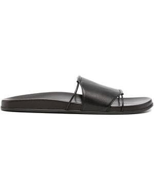 The Row Vivienne Leather Slide Sandals - White