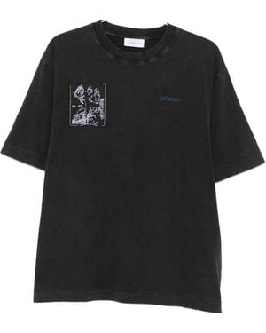 Max Mara Faded Painting Skate Cotton T-Shirt - Black