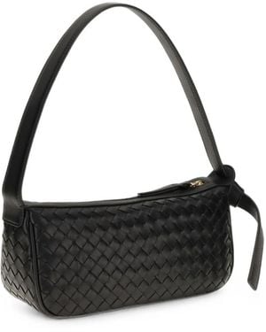 Bottega Veneta Nodo Leather Shoulder Bag - Black