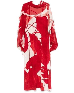 F.R.S For Restless Sleepers Printed Silk Long Dress - Red
