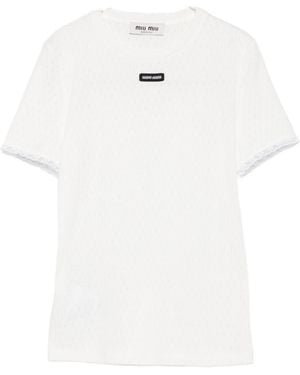 Miu Miu Logo Cotton T-Shirt - White