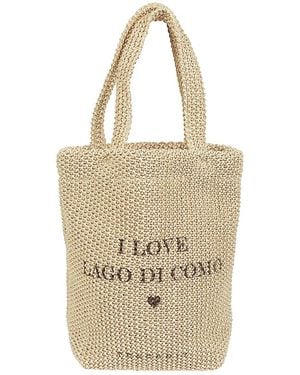 Anita Bilardi I Love Lago Di Como Rafia Tote - Natural
