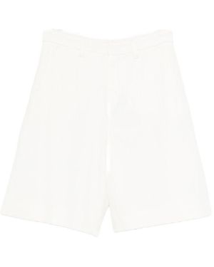 Max Mara Cotton And Linen Blend Shorts - White