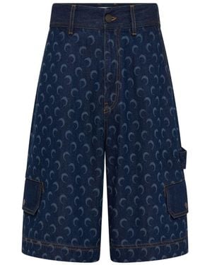 Marine Serre Moon Denim Bermuda Shorts - Blue
