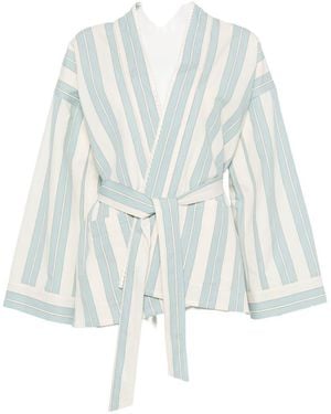 forte_forte Striped Kimono Jacket - White