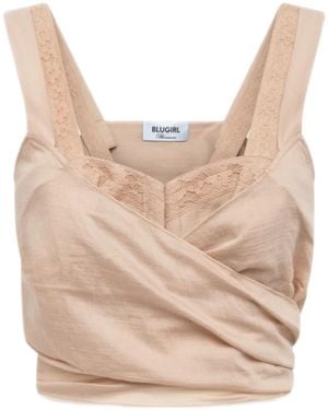 Blugirl Blumarine Top With Lace - Natural
