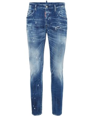 DSquared² Slim Fit Distressed Denim Jeans With Five-Pocket Design - Blue