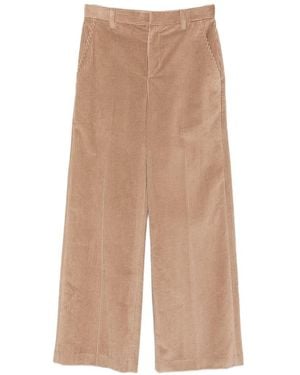 Brunello Cucinelli Velvet Wide-Leg Pants - Natural