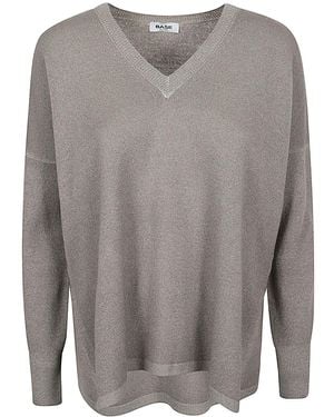 Base London Wool V-Necked Jumper - Grey