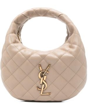 Saint Laurent Icarino Leather Hobo Bag - White