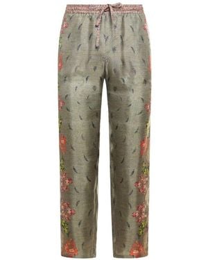 Pierre Louis Mascia Printed Silk Trousers - Grey
