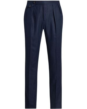 Polo Ralph Lauren Pleated Linen Trousers - Blue